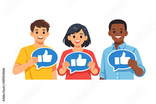 Three people holding thumbs up signs and smiling during a group activity in a simple indoor setting on a bright day