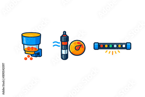 Different types of equipment used in water treatment processes for monitoring and purification at a facility