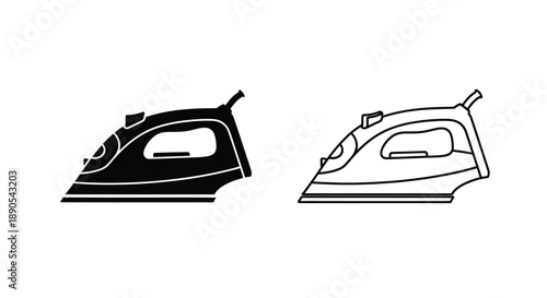 Two iron illustrations one solid and one outlined a striking silhouette