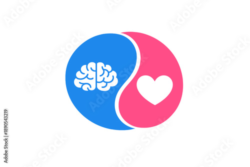 Balance between mind and heart in a simple design shows harmony in thoughts and emotions for mental well-being and personal growth