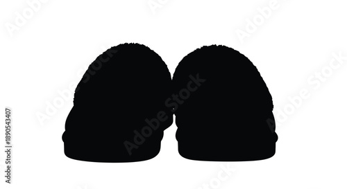 Two furry monster shapes against a white background silhouette