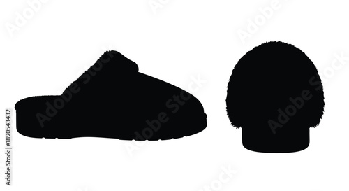 Two black shapes resembling footwear a distinct silhouette