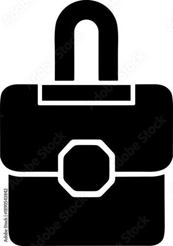 Padlock-briefcase icon with central hex lock for secure work, data protection, and cybersecurity design themes