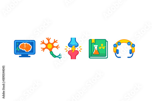 Icons show the connection between brain science, neural activity, research tools, education, and technology used in learning environments today