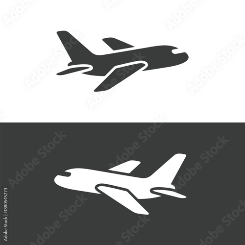 Airplane Icon Variants – Black and White Silhouettes on Contrasting Backgrounds (2026)