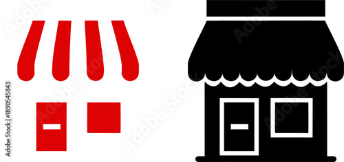 Storefront and Shop Market Building Vector Icon