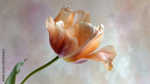 Blossoming flower with soft petals in soft focus