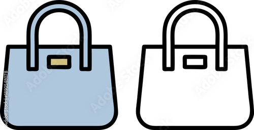 Light Blue Fashion Handbag Purse Flat and Outline Icon