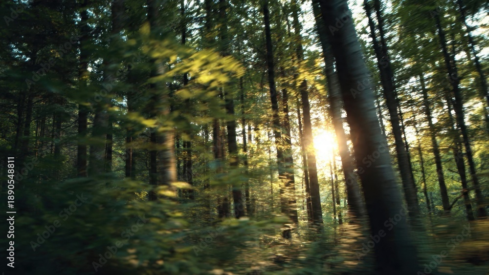 Obraz premium Sunlight through a Vivid Green Forest