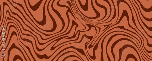 Retro coffee color background. Milk chocolate liquid dessert texture. Wavy swirl candy pattern for poster, cover, banner, pamphlet.