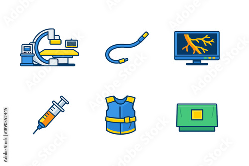 Medical equipment in a healthcare setting showing various tools used for examinations and procedures in a hospital or clinic environment
