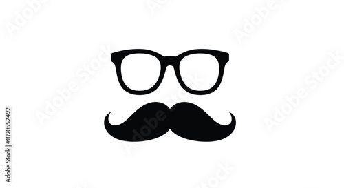 Black glasses and mustache icon a minimalist graphic silhouette