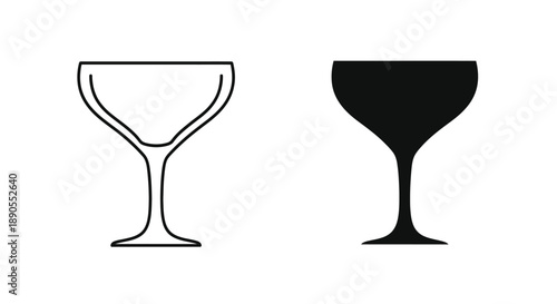 Two wine glasses one outlined and one a dark silhouette
