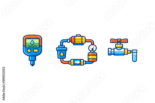 Water flow meter and valves used for monitoring and controlling water in a plumbing system at a residential location