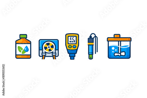 Various tools and supplies used for water testing and quality monitoring in an aquarium setting at a marine science center
