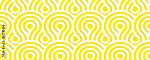 Yellow spaghetti noodle pattern. Seamless wavy pasta line texture, abstract Italian cuisine vector background for restaurant menus, culinary packaging, wallpapers, posters and invitations