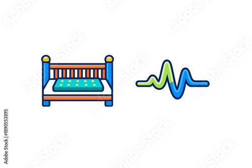 Bed and heart rate symbol show connection between sleep and health benefits for better lifestyle and wellness decisions made in daily routines