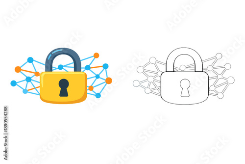 Lock symbol with network connections shows security importance in digital settings during modern technology discussions