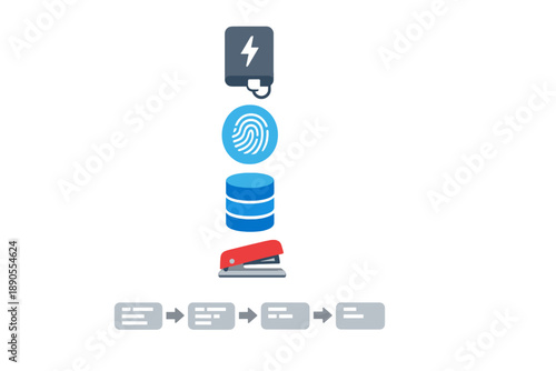 Understanding the process of data storage and security through energy flow and biometric identification methods in a digital system