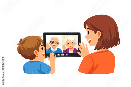 Family members connect through video call during the weekend to share stories and enjoy each other's company from different locations