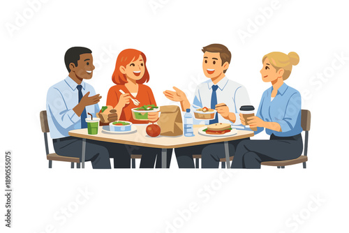 Group of friends enjoying a meal together in a casual setting during lunchtime at a restaurant
