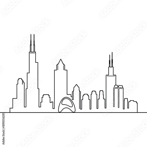 City skyline vector illustration with buildings and landmarks