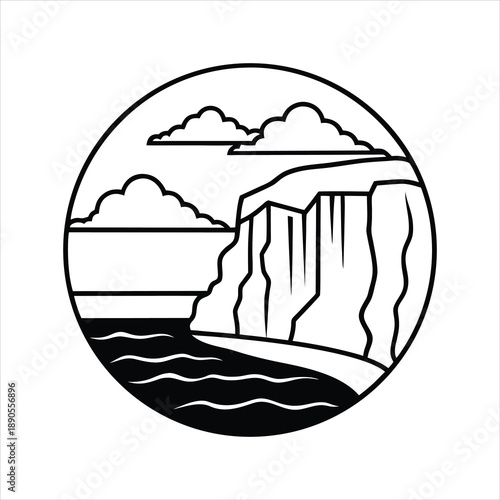 Sea Cliff Landscape Vector Illustration