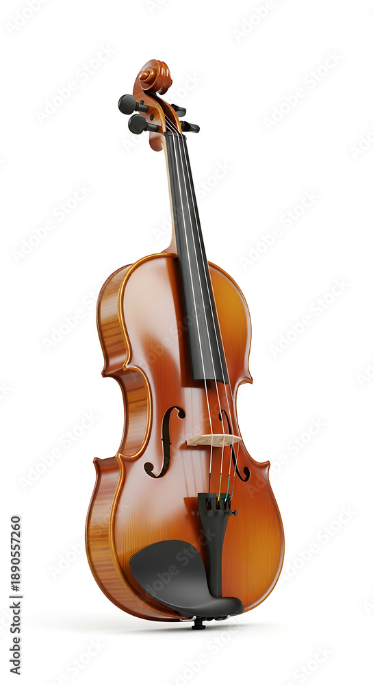 Fototapeta premium Violin on White Background – Musical Instrument