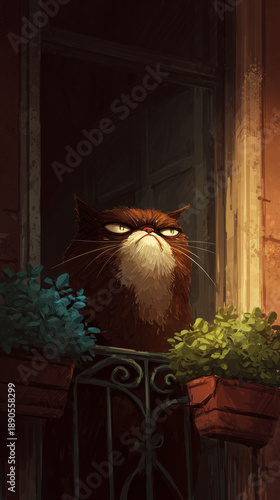 Grumpy Cartoon Cat
