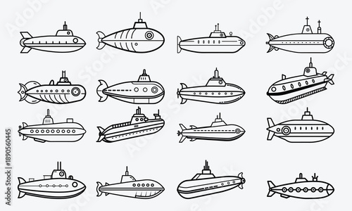 Submarine line line art White background illustration Generative Ai 