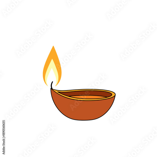 Diya, oil lamp for Kartik Purnima Festival, colorful vector illustration. Religious rituals, ceremonies and festivals, Diwali