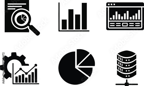 Business intelligence and data analysis icons