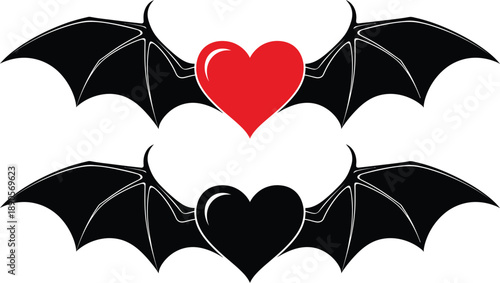 Bats with hearts Vector