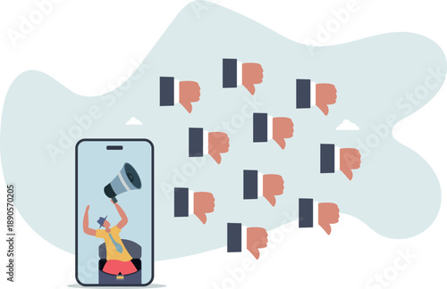 Internet hater, angry social media, dislike or negative feedback from remote work, cyber bullying concept.life and employment of people.