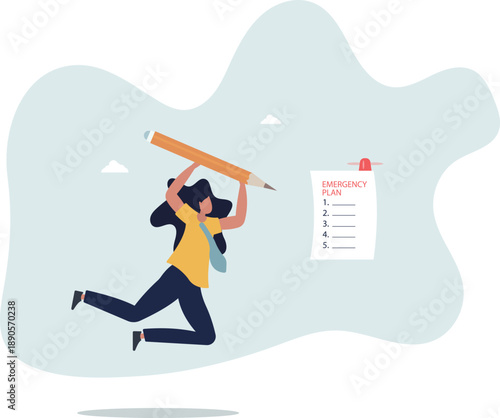 Business emergency plan, checklist to do when disaster happen to continue business and build resilience concept.life and employment of people.