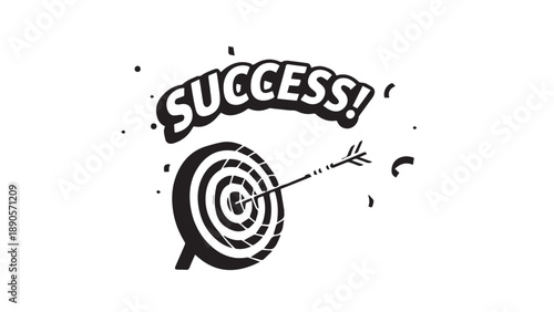 Achieving Success with a Target and Arrow Illustration.