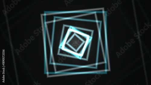 Abstract geometric shapes with neon lines create a mesmerizing visual effect.