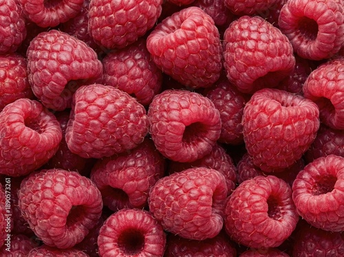 A close-up of vibrant red raspberries piled together, showcasing their texture and freshness.