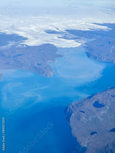Aerial View of a Glacier Calving Front Meeting the Arctic Ocean, Greenland