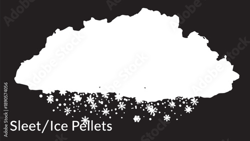 Close-up of Sleek Ice Pellets with Snowflakes on Black Background.