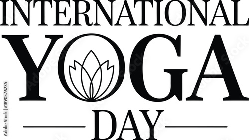 International Yoga Day logo with lotus flower symbol on transparent  background .