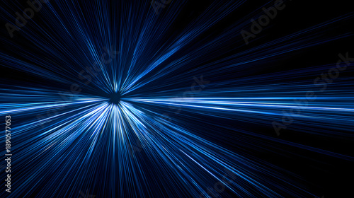 Blue light rays emanating from center isolated on a transparent background