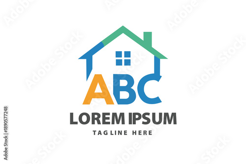 Real Estate Home House With ABC Letters Vector logo template