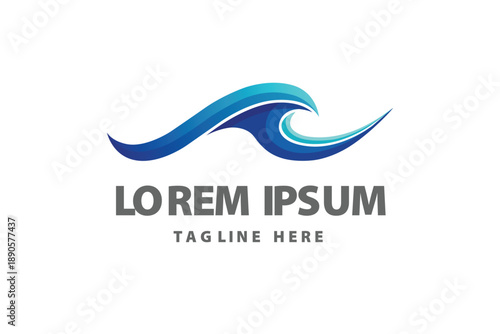 Fluid Blue Wave Swirl Abstract Water Motion Graphic Vector logo template