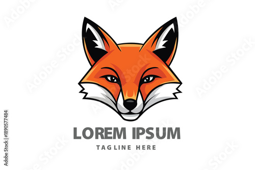 Mascot Fox Face Head Animal Wild Nature Illustration Vector logo template