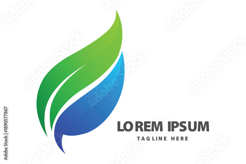 Eco Leaf and Blue Water Drop Abstract Nature Identity Vector logo template