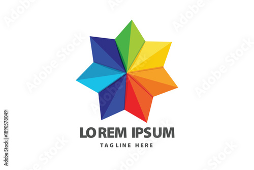 Colorful Geometric Star Hexagon Spectrum Prism Shape Vector logo template