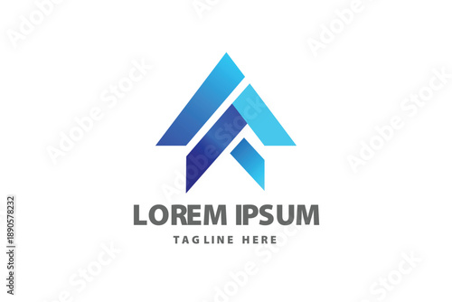 Abstract Blue Geometric Letter A Peak Mountain Concept Vector logo template
