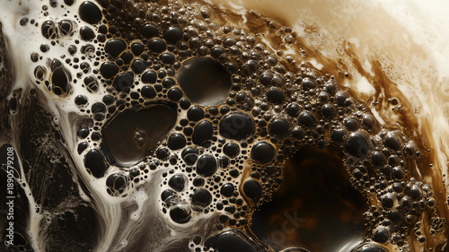 Wallpaper Mural Macro shot of dark roasted coffee bubbles and swirling crema Torontodigital.ca
