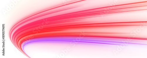 Glowing light streaks form curved waves of speed and motion. Neon colors shine against a dark futuristic background. Abstract vector artwork with dynamic energy lines.